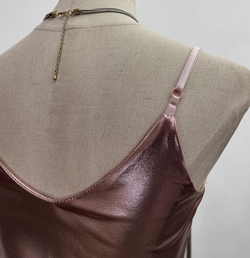 Sexy Liquid Metal Color Sling Dress with Chest Pad Dress