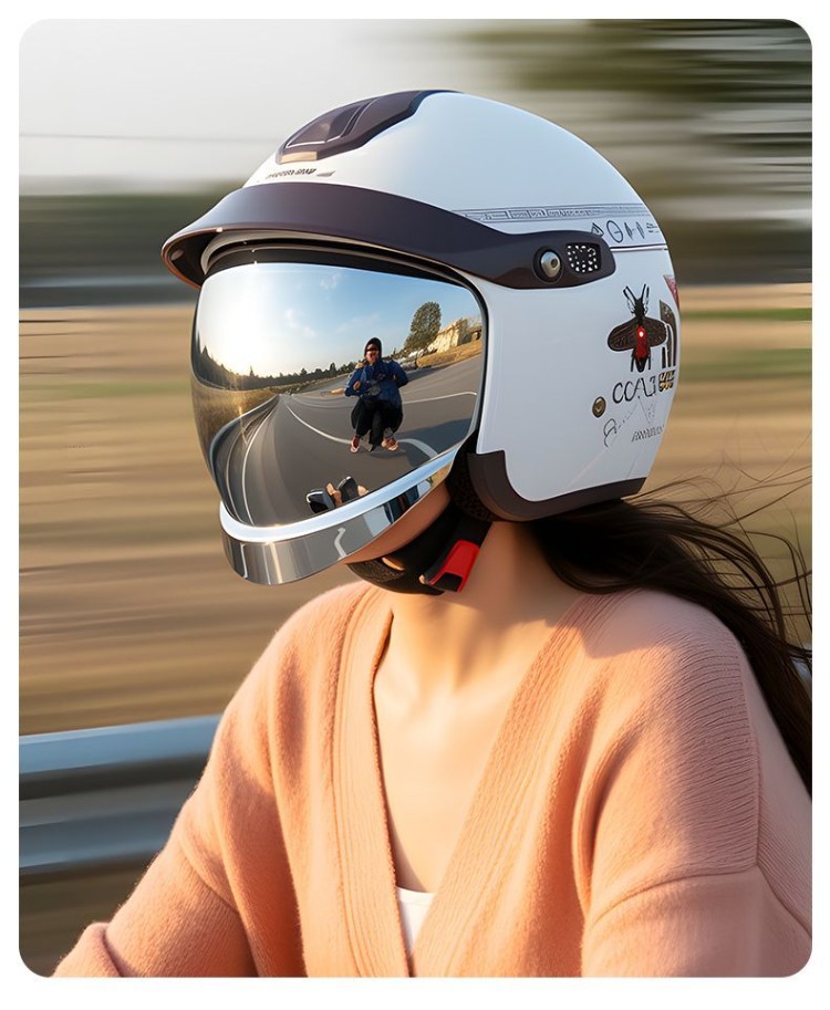High-end silver-plated lens hidden helmet for electric scooters and motorcycles, rainproof, Class A, 3C certified, unisex
