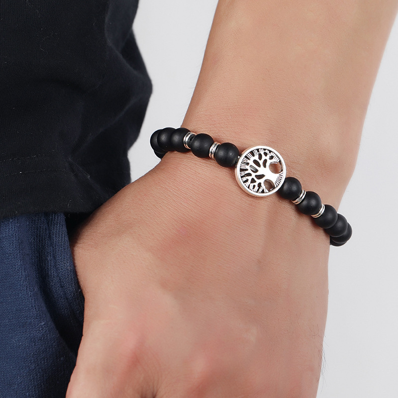 Korean fashion personality hip hop beaded bracelet black frosted jewelry menu0027s jewelry wholesale