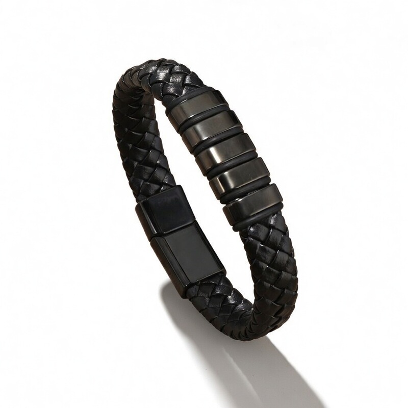 European and American Cross-Border Popular Men's Woven Leather Bracelets, Leather Bracelets, Business Fashion Bracelets, Personalized Simple Bracelets