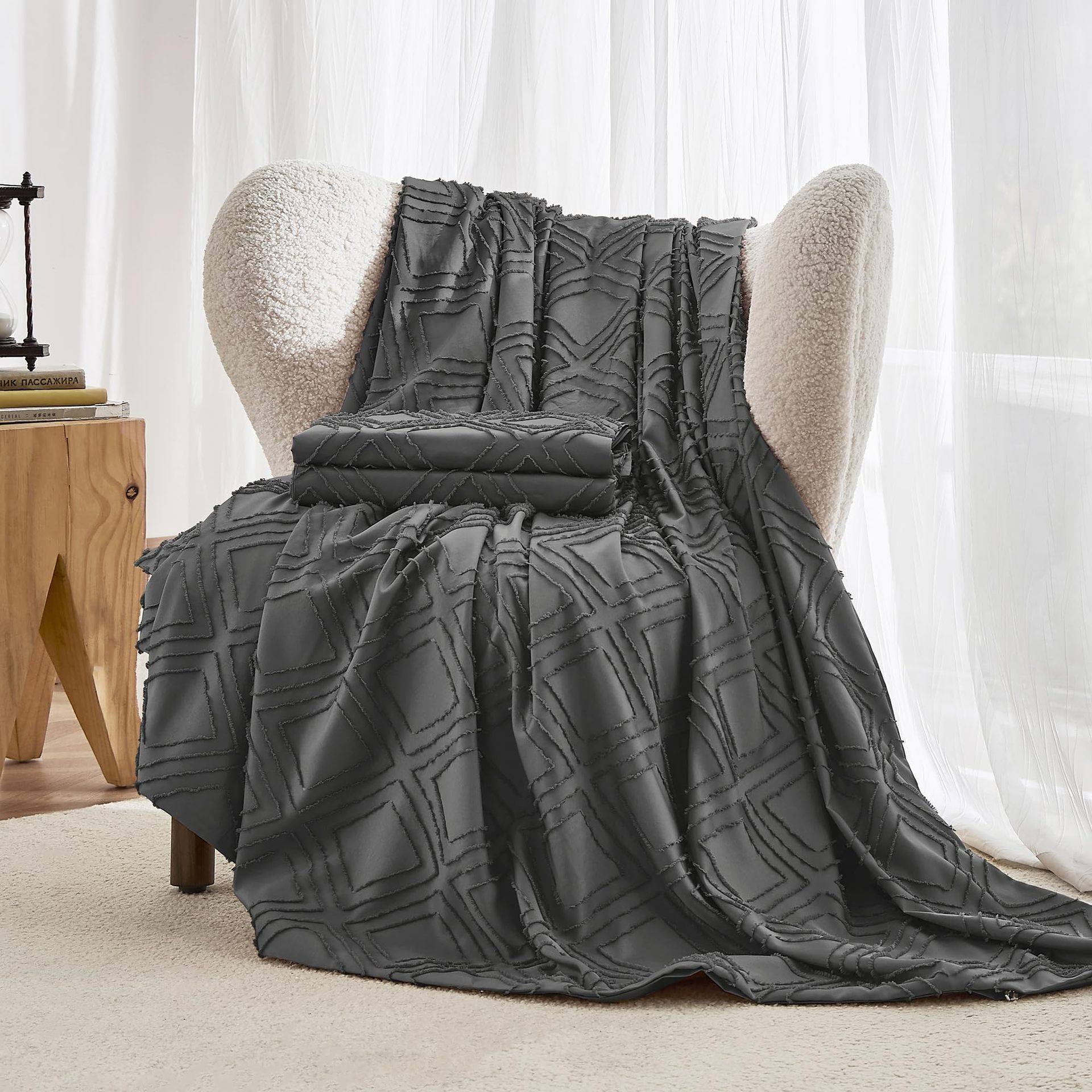 Dark Grey-grid Queen(90__&time