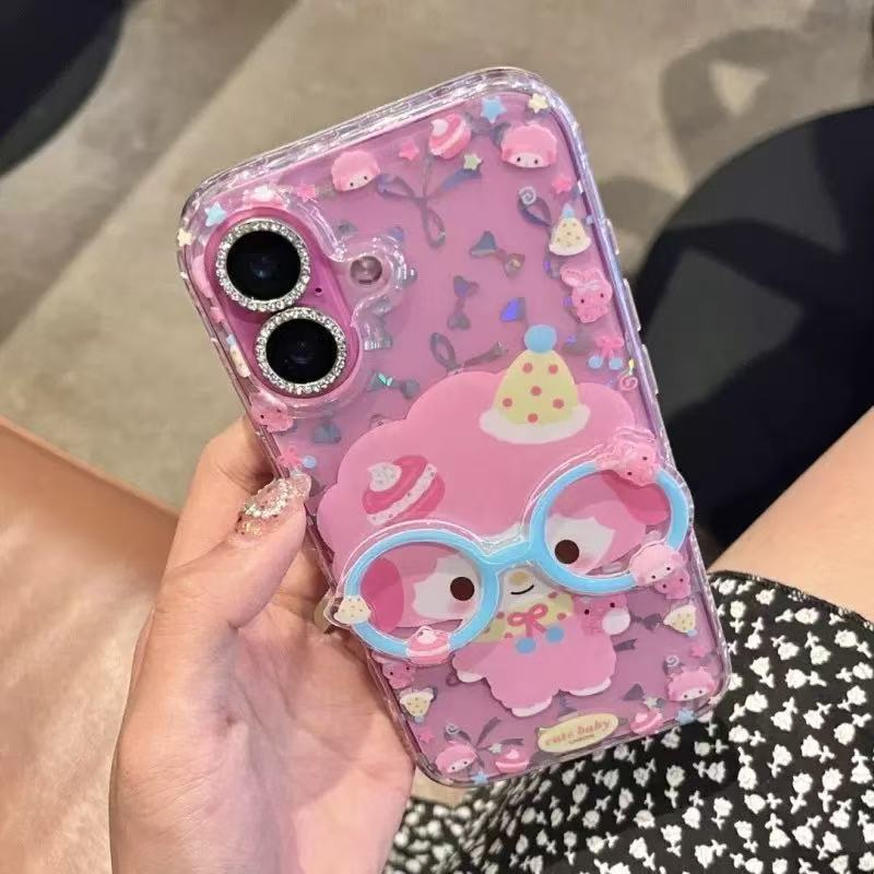 Gafas de lazo láser dulce y lindo Cordero para Apple 15Pro/16Pro Nueva 14/13 Chica 16PM