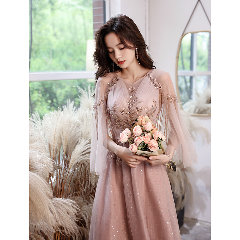 Banquet Evening Dress for Women, Spring and Autumn High-End New Style, Fairy-Like Elegant Bridesmaid Dress, Petite Hostess Dress for Women Banquet Evening Dress for Women, Spring and Autumn High-End New Style, Fairy-Like Elegant Bridesmaid Dress, Petite Hostess Dress for Women