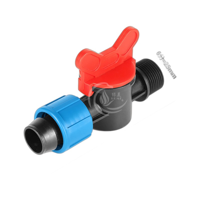 Gran diámetro 25PE tubo de bloqueo de 6 puntos válvula de diente externo anti-caída invernadero accesorios de tubería de micro-spray irrigación por goteo interruptor de spray