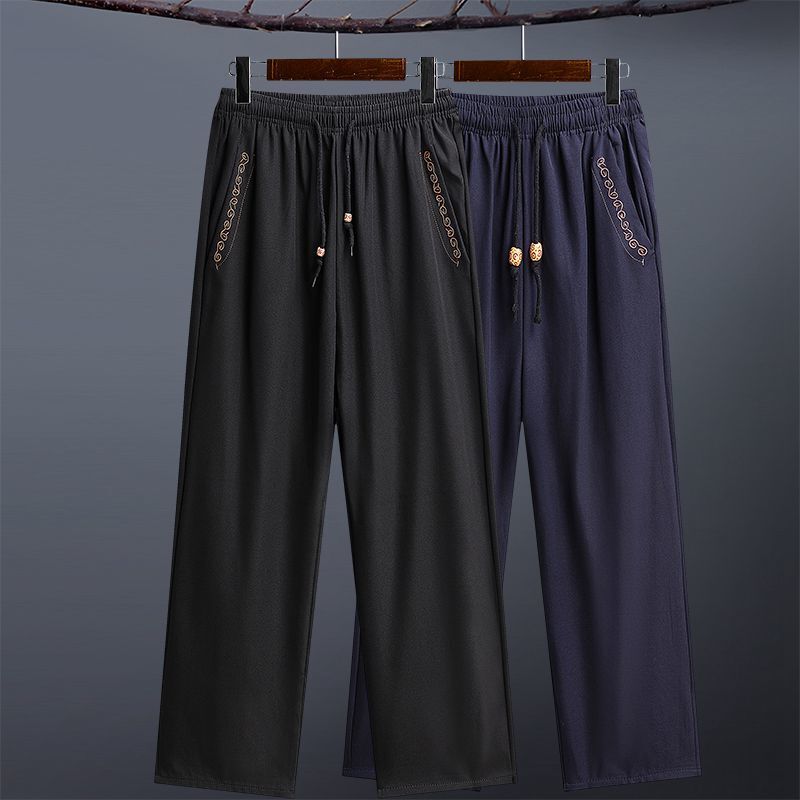 Chinese Style Casual Pants Men's Autumn and Winter Retro Style Chinese Tang Dress Loose Loose Tang Dress Vintage Straight Pants