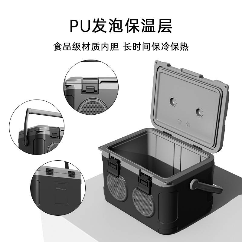 Al aire libre Bluetooth audio incubadora puesto de camping bebida fría cubo hielo alimentos frescos carro refrigerador portátil coche
