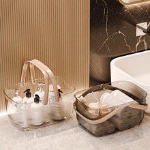 北欧风浴室洗漱洗澡收纳篮提手买菜置物收纳框透明PET桌面收纳盒