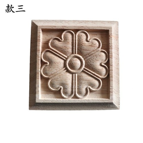 New Dongyang wood carving European style decals solid wood square furniture decals square wood flowers wholesale and retail factory direct sales