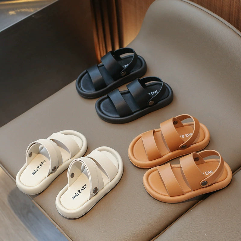 Детские сандалии в британском стиле, детская пляжная обувь для мальчиков с мягкой подошвой, детские тапочки, Новинка лета 2024 года, детская обувь оптом