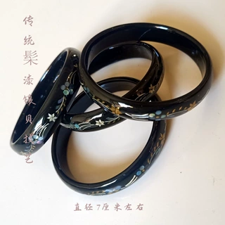 螺钿漆器手镯 传统髤漆镶贝技艺女士手环 送女友民族风漆艺配饰
