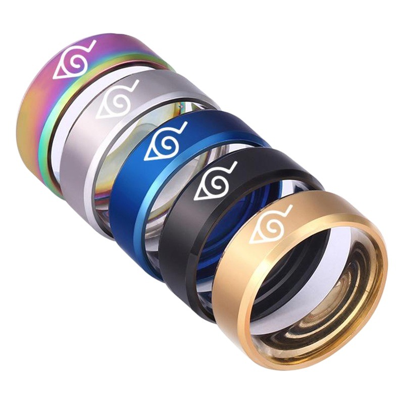 Naruto titanio anillo de acero anime periférico múltiples opciones Suministro transfronterizo de acero inoxidable joyería láser letras