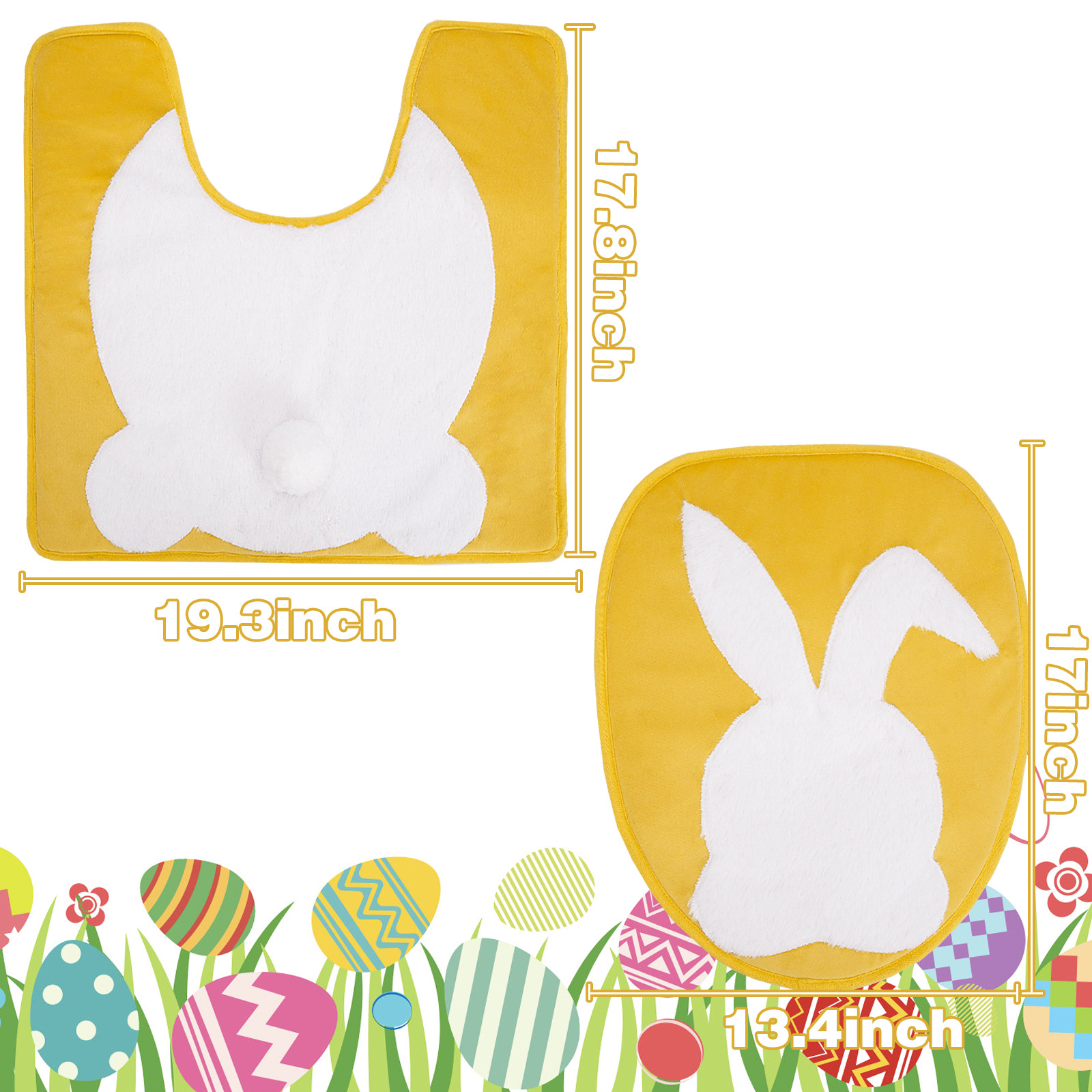 Nuevos productos transfronterizos decoración inodoro fiestas inodoro almohadilla de dos piezas set decoración conejo de Pascua inodoro almohadilla de pascua