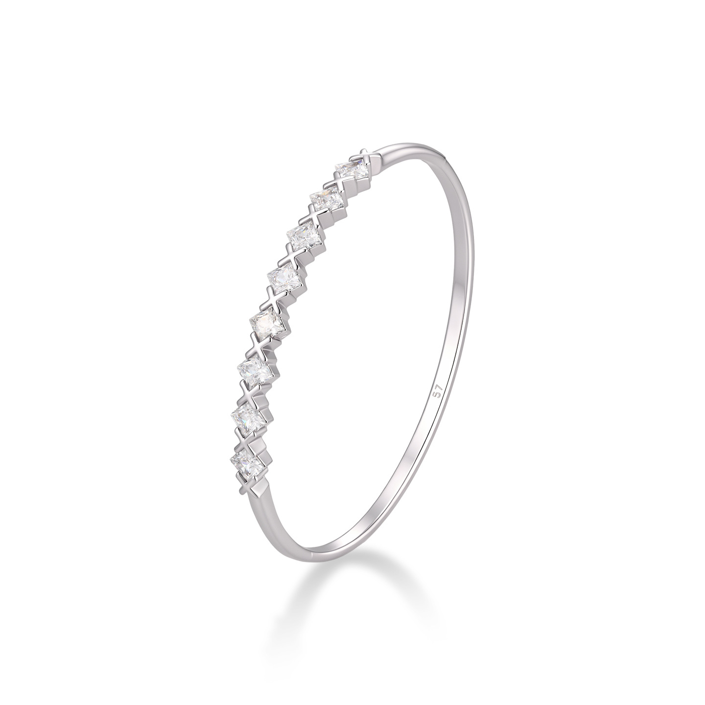 Xuping simple de moda mosaico de brazalete cuadrada de aleación de cobre chapado blanco lujoso temperamento ligero joyas de mujer al por mayor