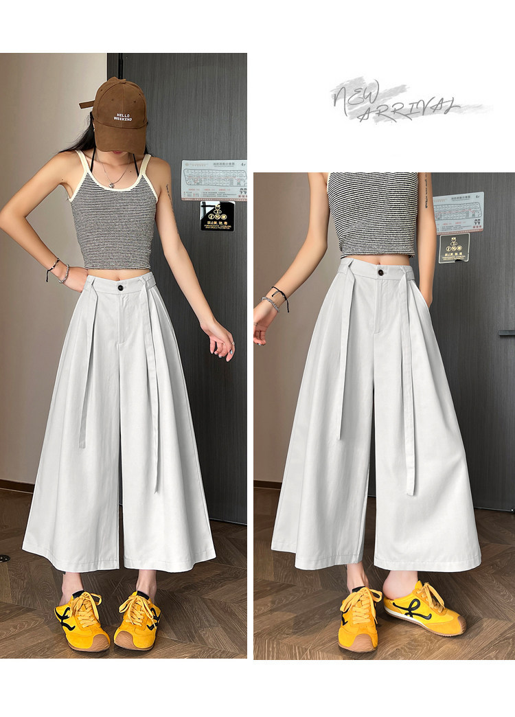 Quần culottes nữ ống rộng cạp cao suông rủ dáng dài 9 phân chất liệu lụa mát mùa hè — màu đen chi tiết 25