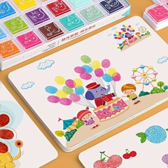 儿童手指画颜料幼儿园彩色印泥宝宝涂鸦印台绘画工具手掌点画