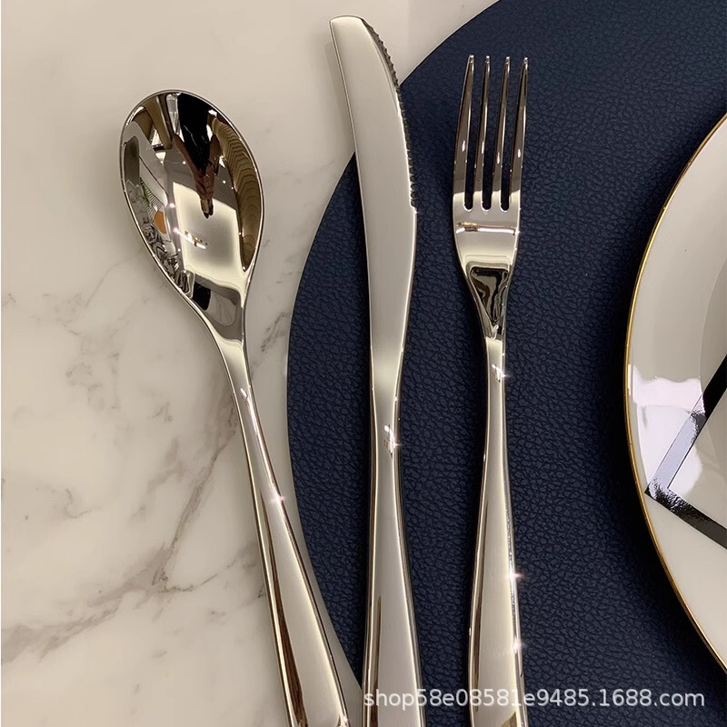 German Royal Same Style 304 Stainless Steel European Steak Knife, Fork, and Spoon Set for Home and Hotel Grade Western Tableware