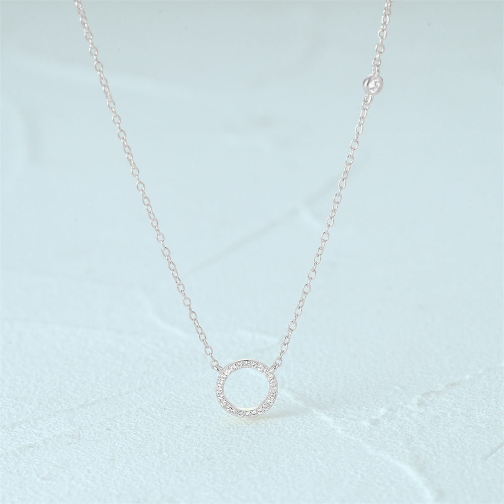 6g Weight Pendant Necklace Classification 1 Piece Quantity Casual, Daily Occasion 925 Sterling Silver Material Circle Pattern Women's Gender Plating Design Simple Style Style 925 Sterling Silver Plating Circle Pendant Necklace 5