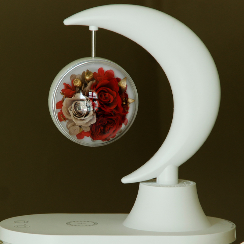 Día de San Valentín regalo creativo flor eterna Bluetooth altavoz lámpara de mesa teléfono móvil carga inalámbrica Regalo de Cumpleaños Rosa