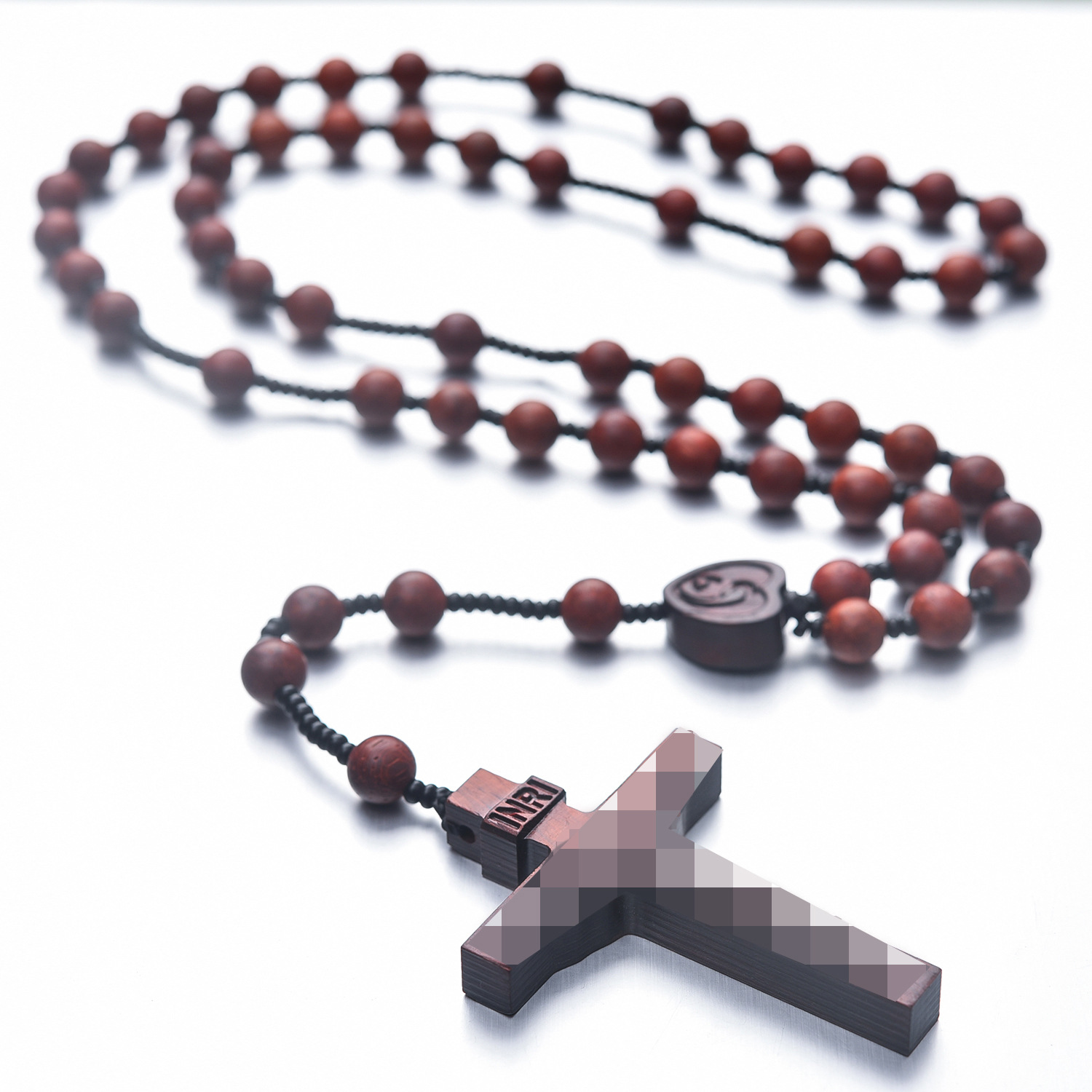 Cruces talladas en madera collar de madera de sandalwood colgante de rosario colgante MYL - 012 - 01