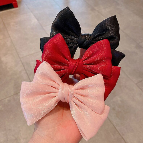 The fugitive princess children's bow hairpin girl hairpin duckbill clip net celebrity hair accessories new fabric girl clip