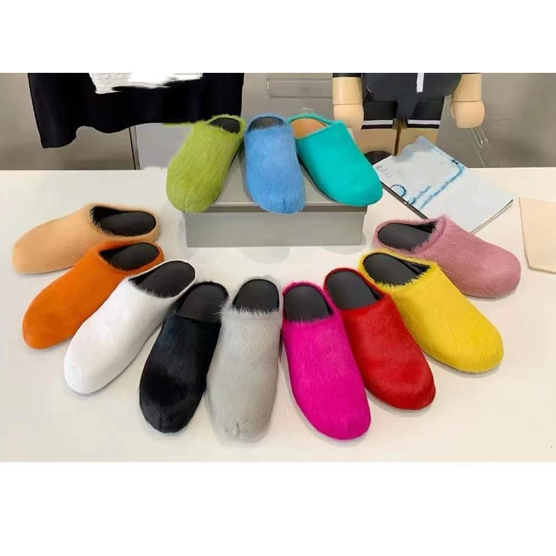 2024 внешнеторговые новые тапочки из конского перья Baotou осенние и зимние модные туфли