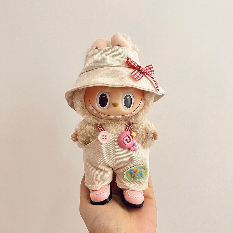 labubu娃衣摆件拉布布17cm公仔玩偶换装休闲套装裙子毛绒玩具衣服|undefined
