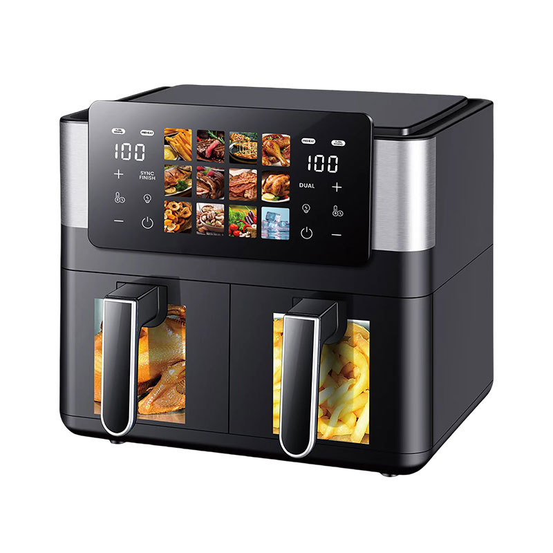 Freidora de aire transfronteriza doméstica multifuncional de doble silo 8L freidora eléctrica de gran capacidad, horno eléctrico inteligente de papas fritas, OEM