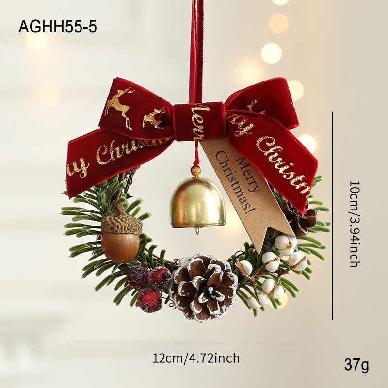 Nuevo arco de Navidad campana guirlanda puerta colgante árbol de Navidad pinos vinas colgante decoración de pared en stock