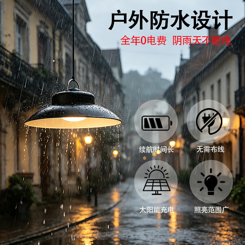 2026 New Solar Retro Led Chandelier for Home Balcony Garden Courtyard Light Portable Tent Camping Hanging Light 4