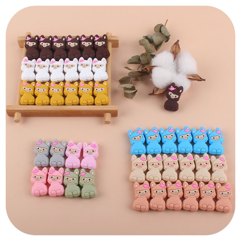 Creativo DIY bebé suministros dibujos animados animal ovejas silicona joyería bebé chupete cadena molar teether pulsera Accesorios