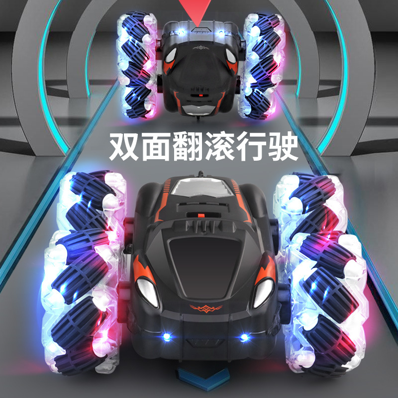Coche de control remoto truco coche de doble cara juguetes para niños coche de control remoto recargable de alta velocidad juguetes para niños al por mayor transfronterizo