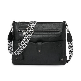 New 2025 European and American Retro Women's Bag Washed Leather Shoulder Crossbody Bag Middle-Aged Multi-Layer Large Capacity Mother Bag