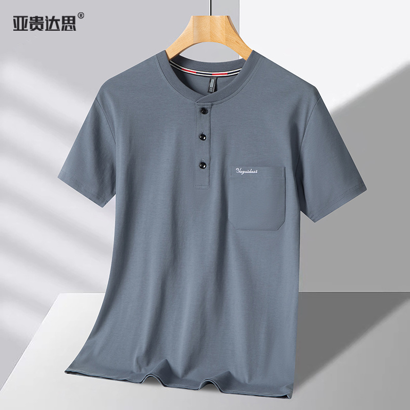 夏のお父さん用純綿Tシャツ、男性用半袖夏服、高齢者用上着、中高年用半袖Tシャツ、ゆったりおじいちゃん用|undefined