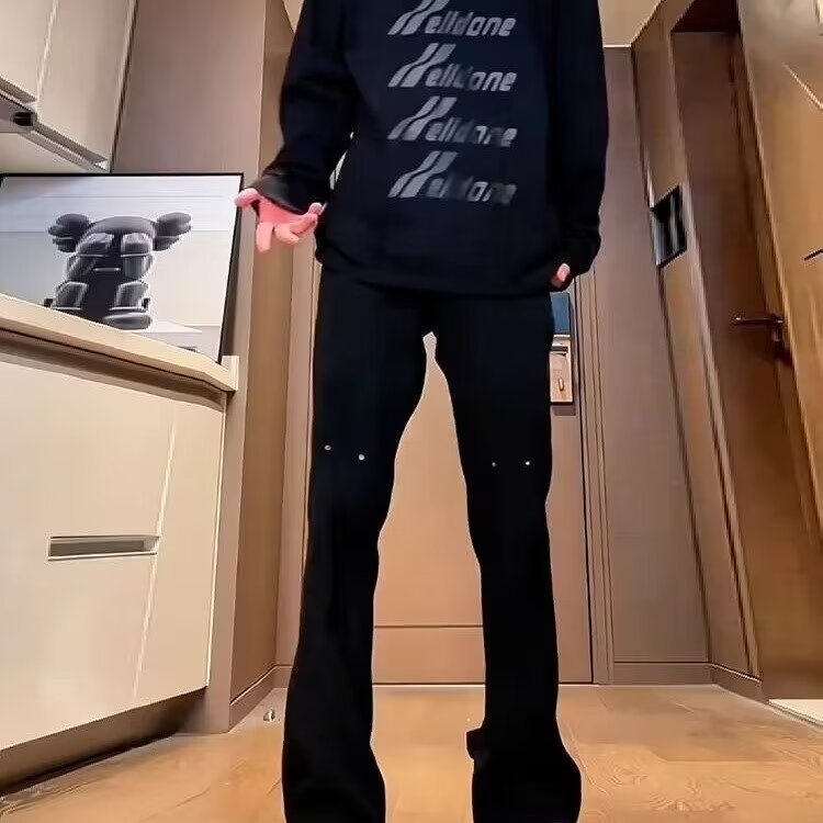 Pantalones vaqueros con botones viejos lavados de la calle americana Pantalones largos de estilo vibe rectos sueltos de primavera y otoño para hombres