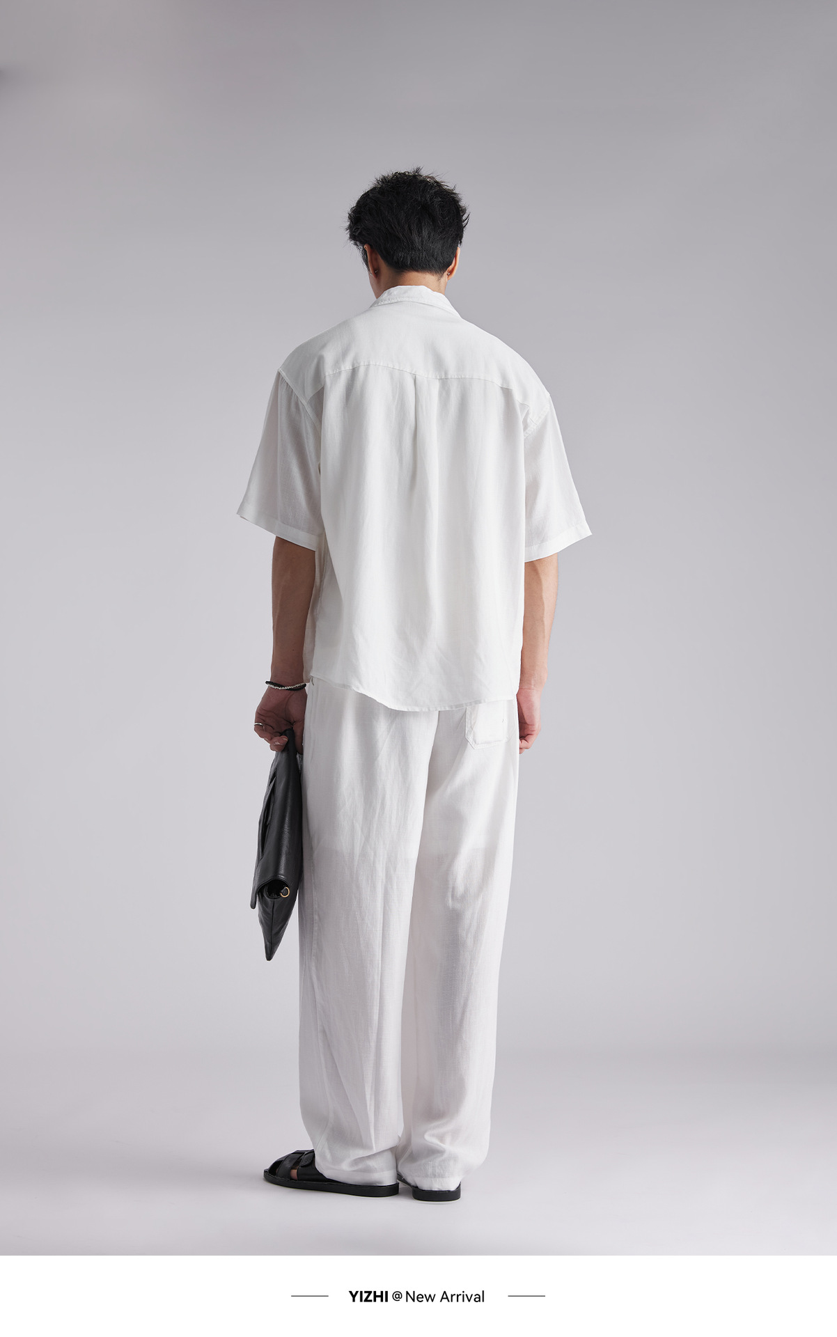 Bộ sơ mi linen tay ngắn nam phong cách lịch lãm, thoáng mát — Xanh navy chi tiết 9