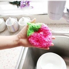 Wholesale handmade acrylic strawberry non-stick dishwashing cloth, scrubbing cloth, cleaning cloth, lemon scrub pad