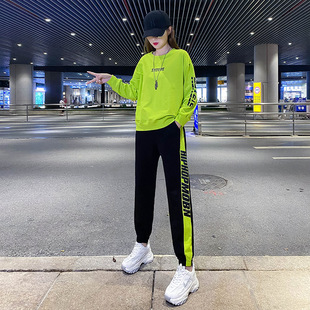 Shuffle Dance Casual Sports suit Women's 2023 Autumn New Fashion Hip Hop Handsome Long Sleeve Fashionable Two-Piece Set for Women