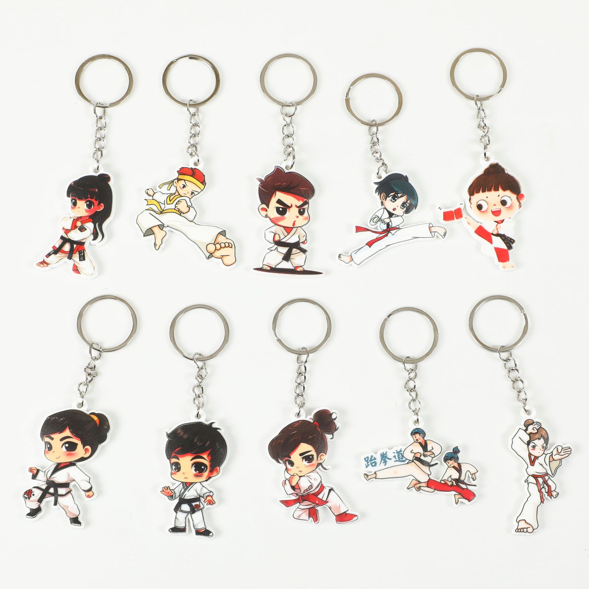 Taekwondo Keychain Pendant Pvc Soft Plastic Villain Taekwondo Uniform Creative Commemorative Gift Cute Cartoon Character Pendant