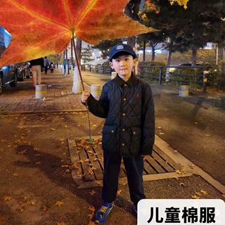 26新款LF小马标刺绣冬季保暖男女儿童连帽高品质菱形格棉服外套