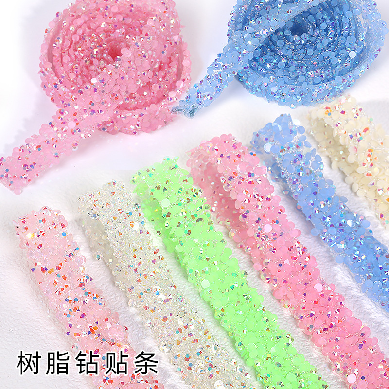 Jelly-colored resin diamond tear-off and stick strip bag DIY crafts…