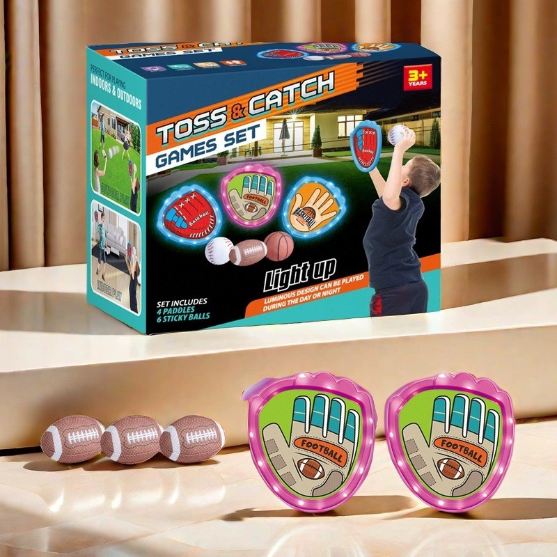 Cross-Border Toys Children's Throwing and Catching Sports Games Suction Cup Ball Light Hand Target Set Velcro Children's Indoor and Outdoor