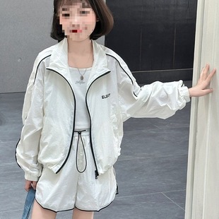 Store's Popular Summer 2025 New Breathable Quick-Drying Sun Protection Clothing Two-Piece Set Ins Style Sun Protection Clothing for Big Girls