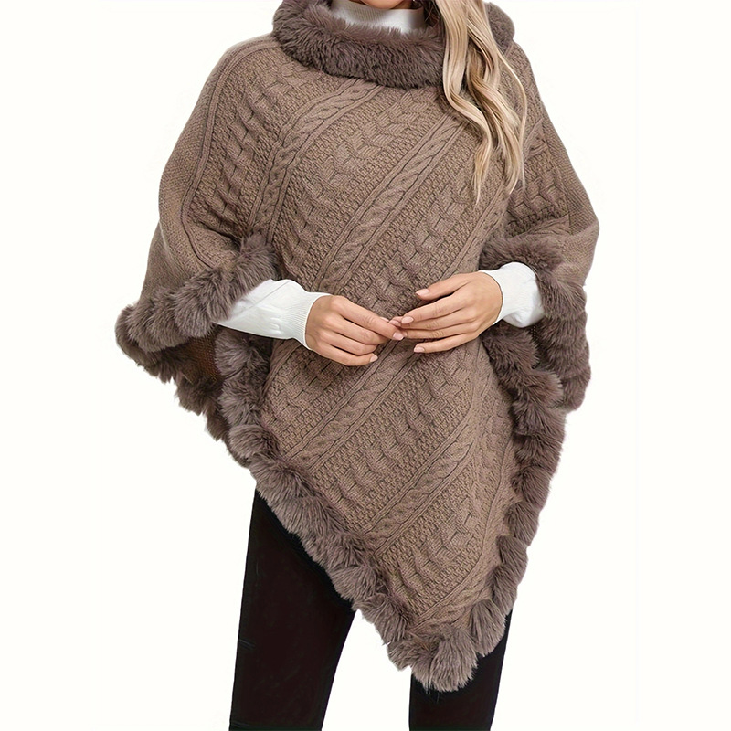 2024 nuevo otoño y invierno chaqueta de punto capa de color sólido estilo europeo y americano manga de murciélago de gran tamaño moda universal simple chal