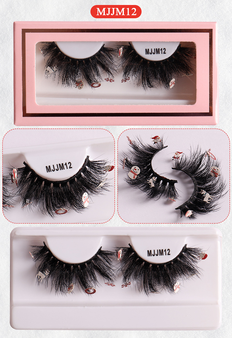 New Mink Hair False 1 Pair Powder Box Natural One Piece Eyelash false eyelashes_voghion.com