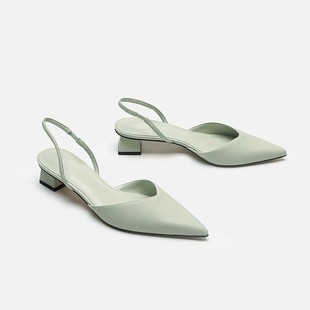 Covered Toe Sandals Women's 2021 New Summer Simple Pointed Toe Square Heel Sandals Women's High Heel Strap Fashion Women's Shoes