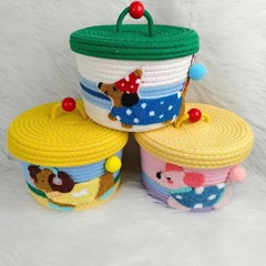 蓋付きデスクトップ木製ビーズデザインかわいい子犬収納バケツベビー満月バスケット百日宴会誕生日ケーキ誕生