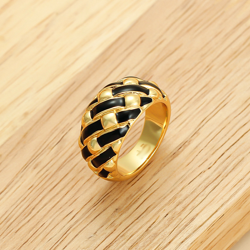 Black woven fashionable design ring for men and women