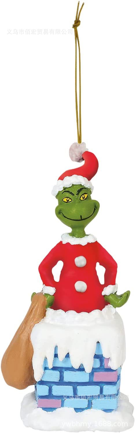 Adorno navideño de monstruo peludo verde nuevo de 2023, adorno de dibujos animados para árbol de Navidad, decoración navideña para el hogar, coche y vehículo.