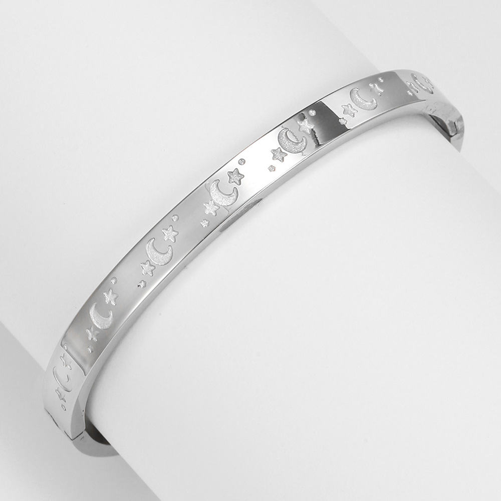 Simple Style Star Moon Titanium Steel Bangle Plating Stainless Steel Bracelets
