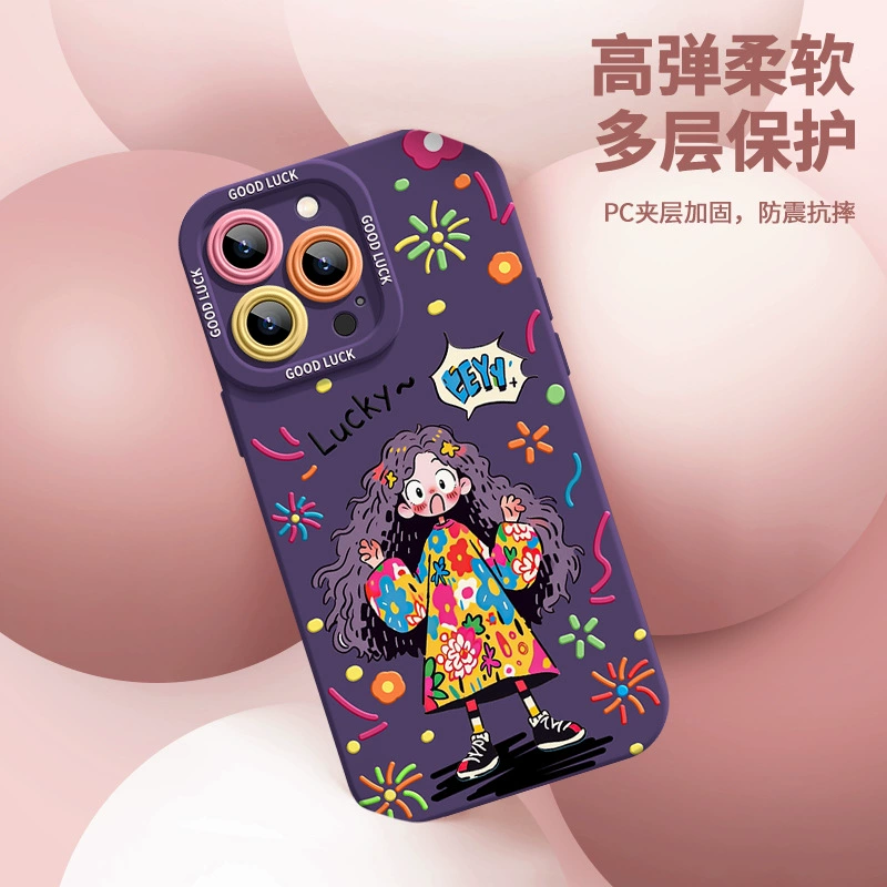 Чехол для телефона (Apple) совместимый с iPhone 11–17, защитный рисунок с цветочным принтом девушки